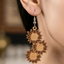sunflower wooden drop earrings for women floral statement earrings