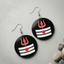 Trishul Tripund spiritual wooden round earrings for women with sacred Shiva symbol design