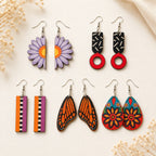 Artistic Wooden Earrings  – Set of 5