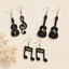 Music Note, Guitar & Violin Wooden Earrings – Set of 3