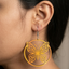 Yellow butterfly circle wooden earrings for women nature inspired lightweight dangle earrings