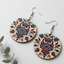 boho owl mandala wooden earrings round tribal nature dangle earrings for women
