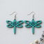 dragonfly wooden earrings teal minimalist nature dangle earrings for women
