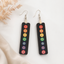 rainbow evil eye wooden earrings for women black bar multicolor protective symbol lightweight boho drop earrings