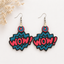 wow pop art wooden earrings for women comic style funky statement colorful burst design lightweight earrings